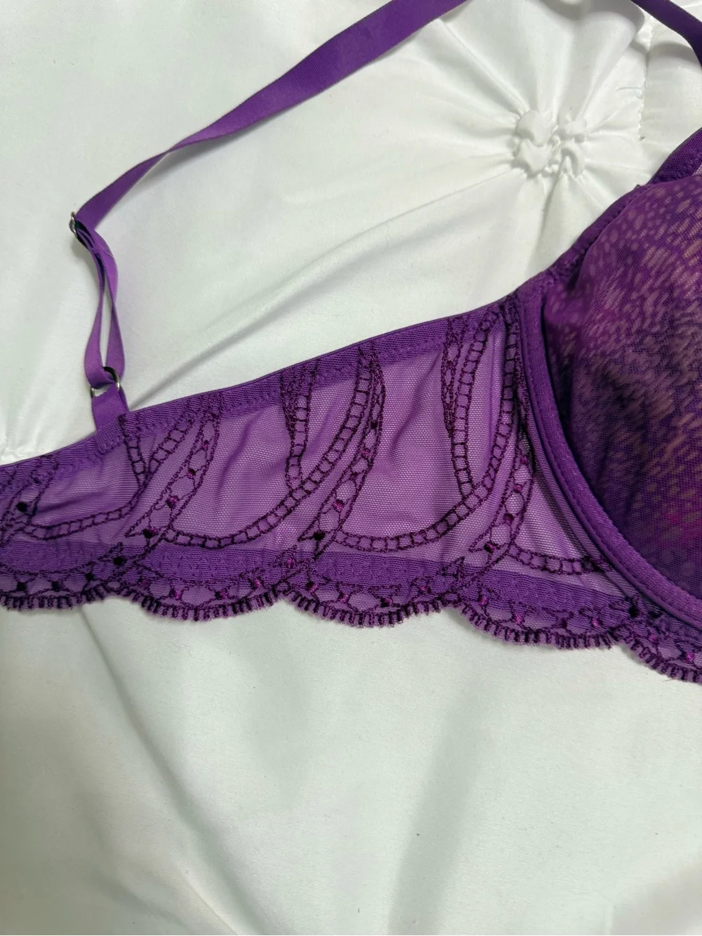 Zara Purple Lace-Trim Push-Up Bra